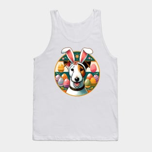 Smooth Fox Terrier Welcomes Easter with Bunny Ears Tank Top